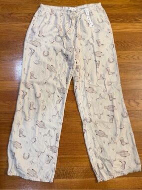 Cali 1850 Linen Blend Western Theme Loungewear Beach Pants - Size Medium NWT